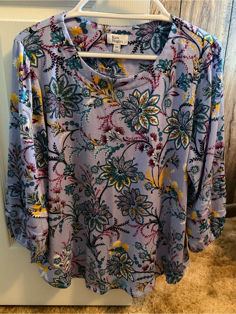 Kim Rogers Lavender Floral Print Knit Tunic